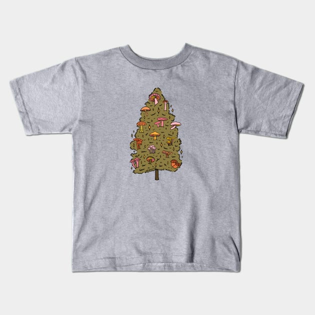 Mushroom Christmas Tree Kids T-Shirt by Doodle by Meg